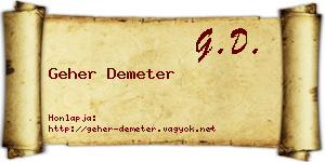 Geher Demeter névjegykártya